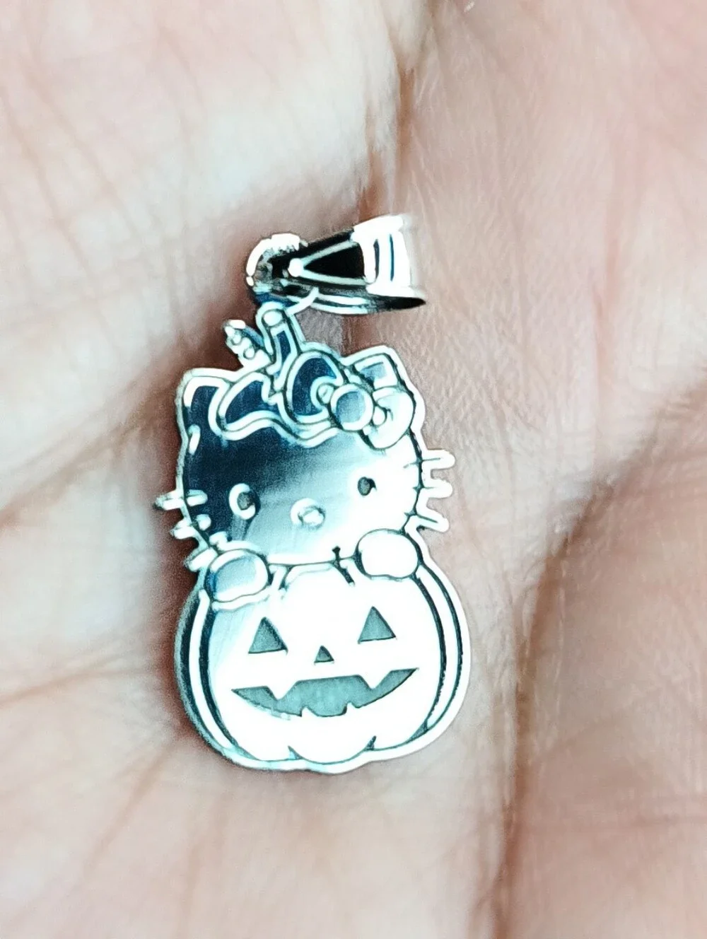 925 Sterling Silver Kitty Pumpkin Charm Pendant
